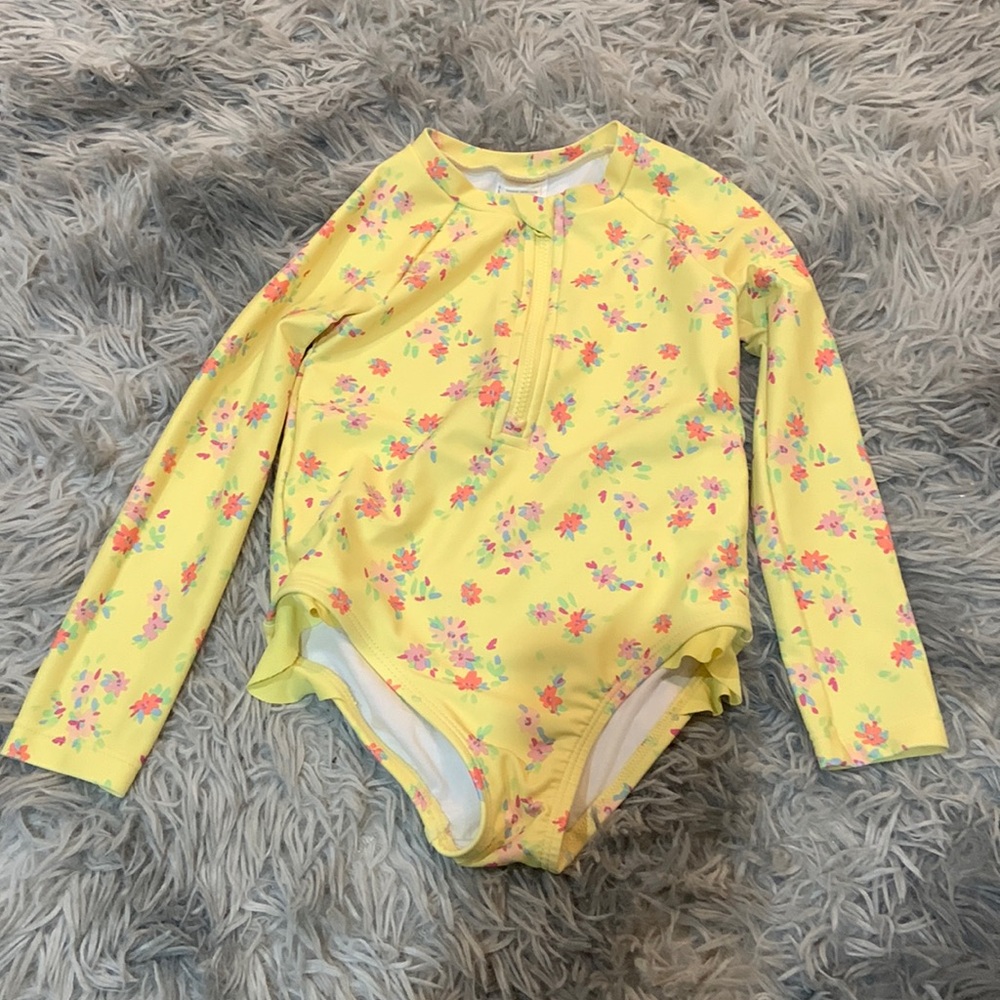 Long sleeve one piece floral bathing suit